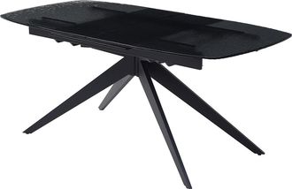 Vente-Unique Mesa de comedor extensible para 6 a 10 personas en vidrio templado burbujeado y metal - Negro - LEGRIO de Maison C&eacute;phy