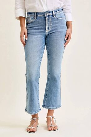 Judy Blue Mid Rise Kick Flare Jeans In Silver Foil