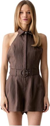 Vicolo Mono de Lino - Jumpsuits & Playsuits - Mujer - Marr&oacute;n - L