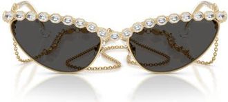 Swarovski 59mm Cat Eye Sunglasses with Chain in Gold /Dark Grey at Nordstrom