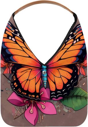 Generic Retro Butterfly Floral Reusable Lightweight Grocery Bags - Foldable Into Compact Pouch, Washable & Sturdy, Multipurpose for Shopping and Travel