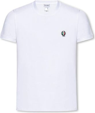 Dolce & Gabbana Emblem en Lauwerkrans Logo Patch T-shirt - Heren - T-shirts - Wit - XL - Katoen - Tops