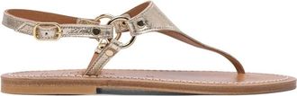 K.Jacques K.jacques, Schoenen, Dames, Geel, 36 EU, Leer, Dionysos Metallic Leren Sandalen met Enkelbandje