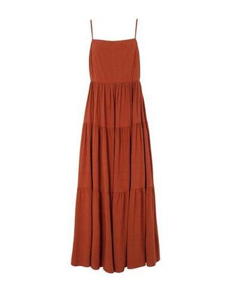 8 by YOOX LINEN BLEND FLOUNCE LOOSE-FIT LONG DRESS