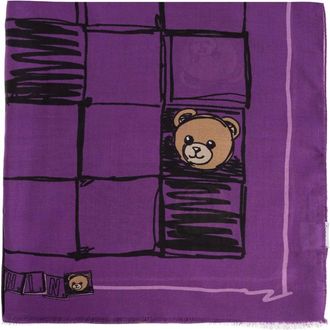 Moschino Sciarpa con stampa Teddy - Viola