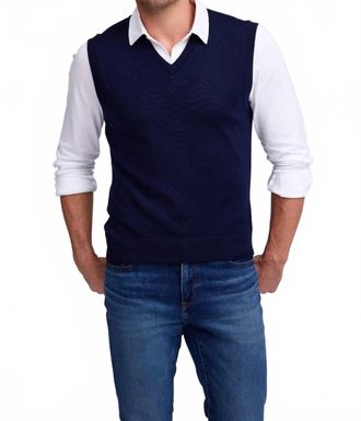 Raffi Extrafine Merino V-Neck Vest In Indigo