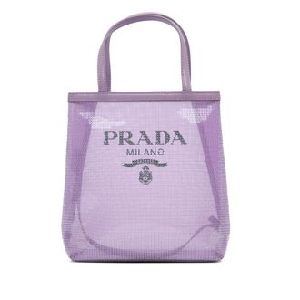 Prada Pre-owned Womens Sequin Mesh Tote Bag - Lilac Textile - One Size