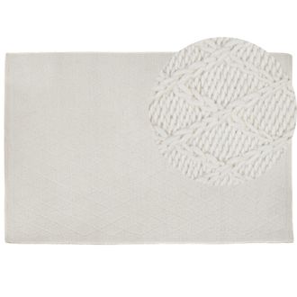 Beliani Beliani - Alfombra De Lana Blanco Crema Con Viscosa 160 X 230 Cm Rectangular Tejida A Mano