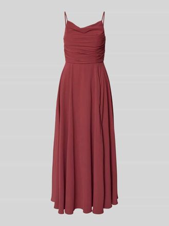 Jake*s Cocktailkleid mit Drapierungen und Spaghettitr&auml;gern in Rostrot, Gr&ouml;&szlig;e 40