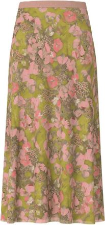 Joop Rokken, Dames, Veelkleurig, M, Polyester, Floral Logo Midi Rok