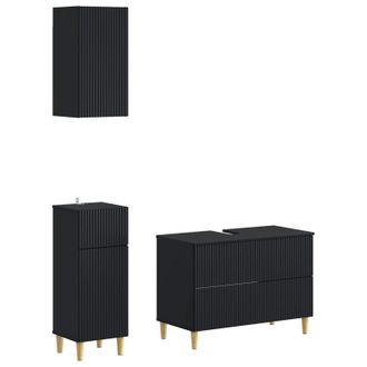 vidaXL Juego De Armarios De Ba&ntilde;o De 3 Piezas Arnhem Negro Vidaxl