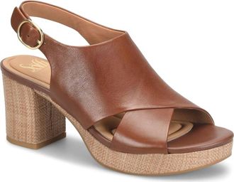 S&ouml;fft Womens Liv Leather Platform Heel Sandals In Golden Brown