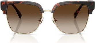 Michael Kors St. Eustatius 56mm Square Sunglasses in Dark Tortoise /Smoke Gradient at Nordstrom