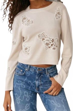 LoveShackFancy Lazuli Relaxed Sweater In Beige