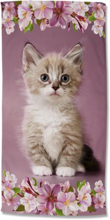 Good Morning Strandtuch »Look« Mikrofaser, 75x150, Schnelltrocknend, Kind, Mädchen, Katze, Rosa