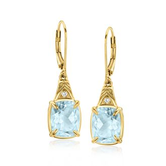 Ross-Simons Sky Blue Topaz Drop Earrings With Lab-Grown Diamonds in 18kt Gold Over Sterling