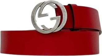 Gucci Pre-owned Standard riem - Heren - Vintage Accessoires - Rood - ONE Size - Leer - Vintage
