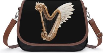 Generic Harp with Wings Small Womens Crossbody Bags Shoulder Handbag with Adjustable Strap for Travel