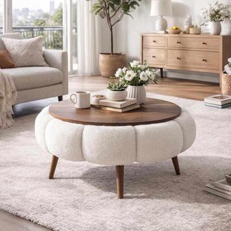 Habitat et Jardin Tavolino In Legno Papatya 60 - 60 X 60 X 44 Cm - Bianco