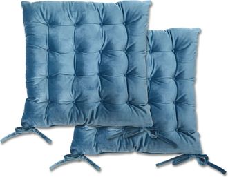 TJ Hughes Velvet Holland Luxury Seat Pad in Blue - TJ Hughes