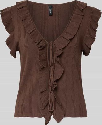 Only Slim Fit Strick-Top aus Viskose-Mix Modell NELLY in Schoko, Gr&ouml;&szlig;e XL