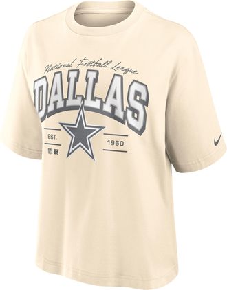 Nike Dallas Cowboys Vintage Mod Boxy Nike Womens NFL T-Shirt in White | 01CM15A7RD-U9E