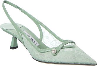 Jimmy Choo London Amita 45 Lace & Leather Pump