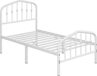 Yaheetech Yaheetech Struttura Letto Moderno in Metallo con Testiera Rete a Doghe per Camera 90 × 190 cm Bianco