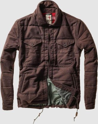 Relwen Mens Moleskin Snap Cpo Jacket In Dark Brown
