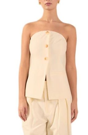 endless rose Button Strapless Top in Cream at Nordstrom Rack, Size X-Small