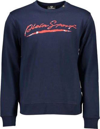 Plein Sport Hoodies & sweatvesten, Heren, Blauw, XL, Blauwe Sweatshirt met Print en Lange Mouwen