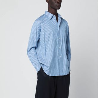 Auralee Light blue striped cotton and silk shirt