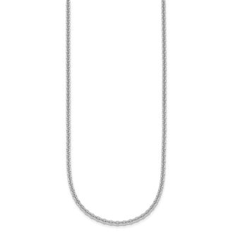 Diamond2Deal 14K White Gold Rhodium-plated Polished 3.0mm Solid Cable Chain Necklace