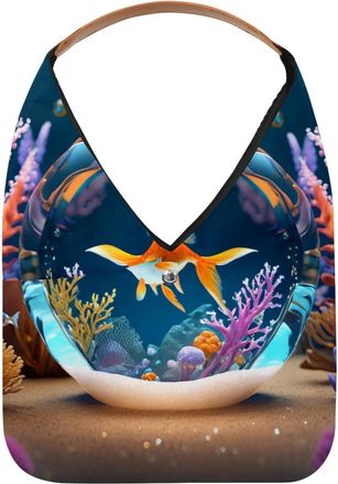 Generic Beautiful Fish Crystal Ball Reusable Lightweight Grocery Bags - Foldable Into Compact Pouch, Washable & Sturdy, Multipurpose for Shopping and Travel