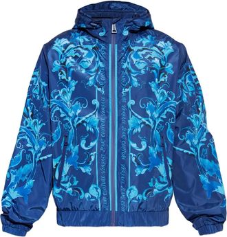 Versace Jeans Couture Giacca stampa Barocco con cappuccio - Blu