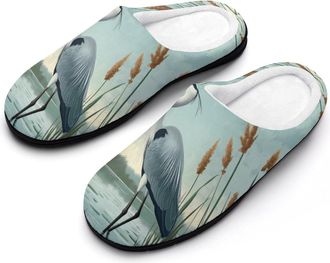 Generic Blue Heron Mens Slippers Comfortable And Non-slip Cotton Slipper Shoe for House