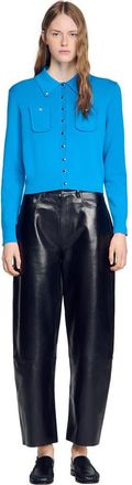 Sandro Cardigan with metal buttons in Blue at Nordstrom, Size X-Small