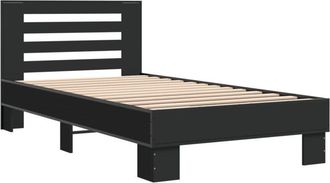 vidaXL Vidaxl - Estructura de cama madera de ingeniería y metal negro 90x200 cm