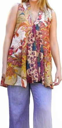 Dolma Alani Tunic Top In Beige Multi