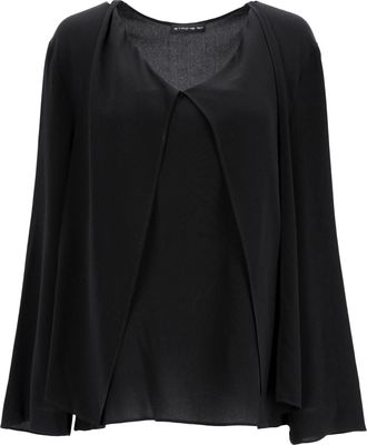 Etro Etro blouse met V-hals en lange mouwen in zwarte viscose