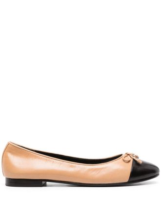 Tory Burch Beige Logo-plaque Ballet Flats