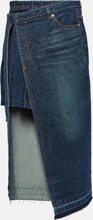 sacai Asymmetric denim midi skirt