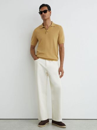 Reiss Yellow Merino Wool Short-sleeve Polo Shirt, Xxl