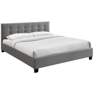 Miliboo Cama 180 X 200 Tela Gris Acolchada Marquise
