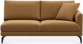 Castlery Lena Right Arm 2 Seater Sofa Customized, Caramel Performance Fleece, Matte Black Legs, Spill Resistant, Removable Covers for Sofas