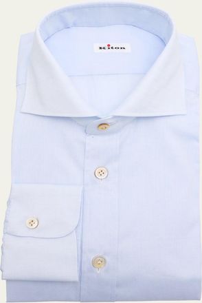 Kiton Mens Solid Cotton Dress Shirt