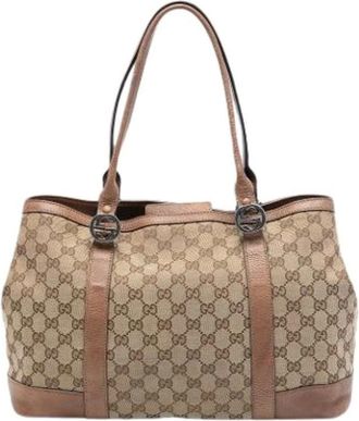 Gucci Pre-owned Tote Bags, female, Beige, Size: ONE SIZE Pre-owned Canvas Tote Bag