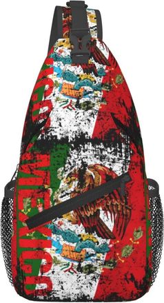 Generic Vintage Mexico Flag Chest Bag Anti Theft Sling Bag Lightweight Crossbody Bags For Camping Women Men