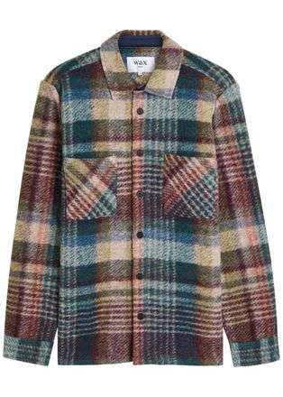 Wax London Whiting Checked Wool-blend Overshirt - Blue - M