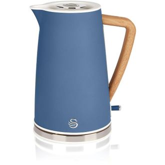SWAN Sk14610bluneu Nordic Hervidor Agua El&eacute;ctrico Ultra R&aacute;pido, 1,7 L, Sin Bpa, Acero Inoxidable, Resistencia Oculta, Inal&aacute;mbrico 2200w Azul